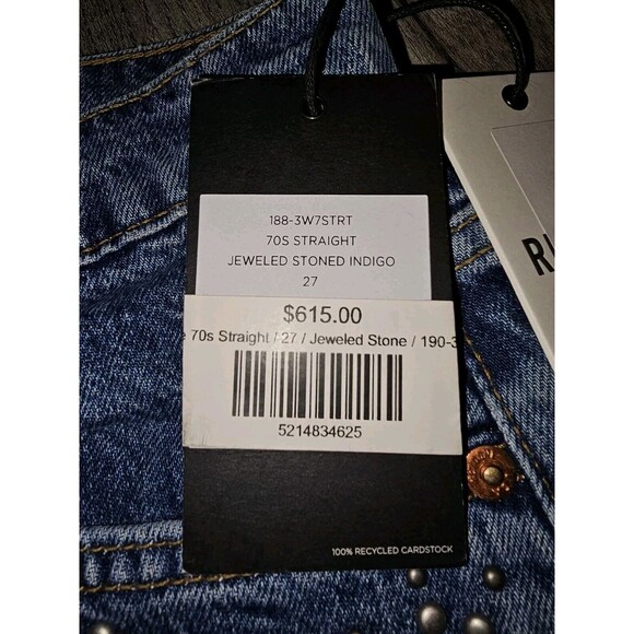 REDONE Size 27 70's Straight Jeweled Stoned Indigo Jeans Western Festival $615 - Picture 8 of 16